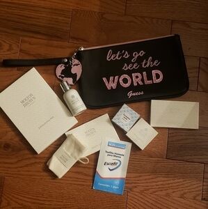 Guess Wristlet/Make-up Bag + Travel Bundle (9 pcs)